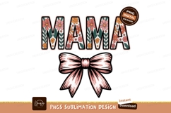 Mama floral text with pink bow flowers Product Image 1