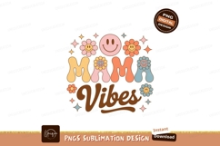 Mama Vibes Retro Flowers Smiley image Product Image 1
