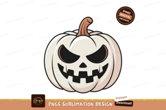 Spooky white pumpkin carved face halloween scary Product Image 1