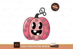 Pink cartoon pumpkin with flowers halloween Product Image 1