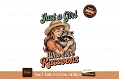 Girl Hugging Raccoon animal love Product Image 1