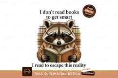 Raccoon reading book with glasses plaid Product Image 1