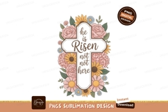 Floral Cross Risen Religious easter Product Image 1