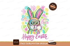 Colorful bunny with flowers and glasses rabbit easter Product Image 1