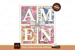Floral Amen Letters With Bow pink Product Image 1