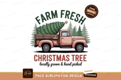 Vintage truck carrying Christmas tree transport Product Image 1
