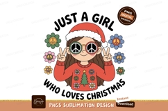 Peace loving girl with Christmas hat and flowers image Product Image 1