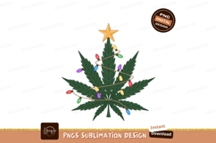 Cannabis leaf christmas tree festive lights image Product Image 1