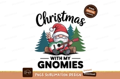 Cheerful gnome playing guitar with peace sign christmas Product Image 1