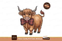 Highland cow wearing tartan bow tie bull animal Product Image 1