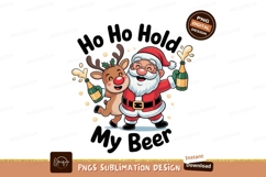 Santa reindeer celebrating with champagne christmas Product Image 1