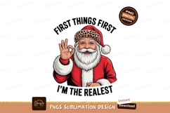 Santa Claus giving okay gesture with leopard print hat Product Image 1