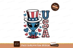 Patriotic alien wearing hat with U S A text america Product Image 1