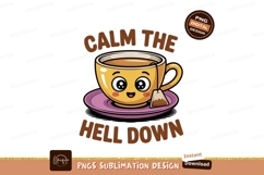 Cheerful tea cup with calming message saucer teabag Product Image 1