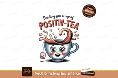 Cheerful tea cup with splashing liquid and heart cheeks Product Image 1