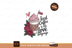 Pink iced coffee with roses and hearts image Product Image 1