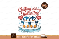 Cute penguins with heart balloons hearts winter Product Image 1