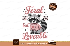 Raccoon wearing pink sweater with hearts animal cute Product Image 1