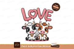Cute cows with love balloons calves heart Product Image 1
