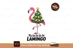Pink flamingo wearing Christmas tree ornaments Product Image 1