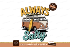 Orange van with surfboards and lettering beach ocean Product Image 1