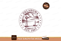 Oklahoma state seal vintage windmill oil derrick image Product Image 1
