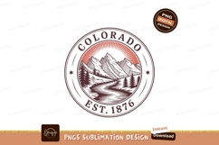Colorado mountains river forest sunset emblem image Product Image 1