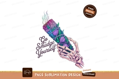 Skeleton hand holding smudge stick with smoke sage Product Image 1