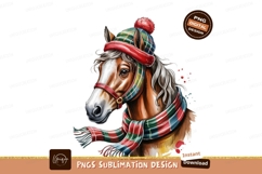Horse Festive Portrait Winter Scarf Hat PNG Product Image 1