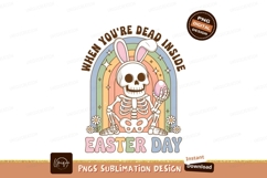 Skeleton bunny holding easter egg with rainbow image Product Image 1