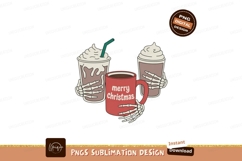 Skeleton hands holding holiday drinks coffee Product Image 1