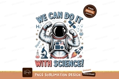 Astronaut flexing with science symbols space rocket Product Image 1
