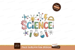 Colorful science symbols and text education learning Product Image 1
