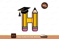 Yellow pencils form letter H with graduation cap education Product Image 1