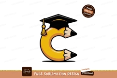 Yellow Pencil Graduation Cap Letter C education Product Image 1