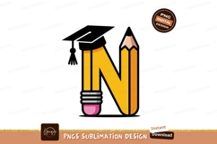 Graduation Cap Pencil Letter N education learning Product Image 1