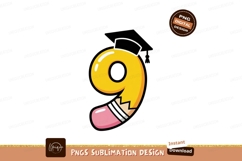 Yellow Number Nine Pencil Graduation Cap image Product Image 1