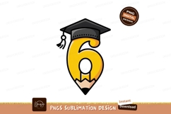 Yellow number six graduation cap pencil image Product Image 1