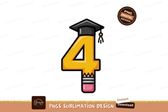 Yellow number four graduation cap pencil image Product Image 1