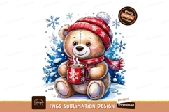 Cute Teddy Bear Winter Holiday Scene PNG Product Image 1