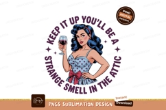 Retro woman holding wine glass with blue hair image Product Image 1