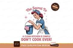 Retro woman cleaning with bucket and pink cloth image Product Image 1