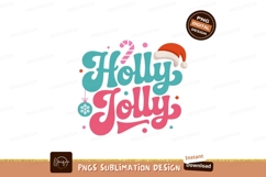 Holly Jolly Christmas Text Design festive holiday Product Image 1