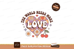 Retro heart peace love cherries flowers image Product Image 1