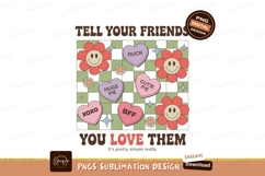Retro Flowers and Candy Hearts Friendship Message image Product Image 1