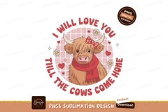 Highland Cow With Red Scarf And Bow animal cute Product Image 1