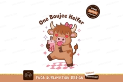 Cute cow with pink drink and bow image Product Image 1