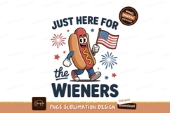 Patriotic hot dog character waving American flag hotdog Product Image 1