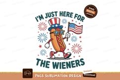 Patriotic hot dog character with flag and fireworks Product Image 1