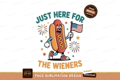 Patriotic hot dog character celebrating with fireworks Product Image 1